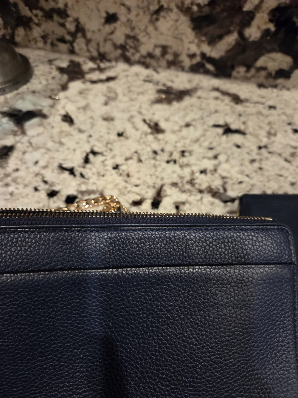 Tory Burch Navy Pebbled Leather Crossbody Bag and Wallet Set